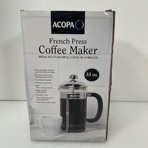 New Acopa French Press Coffee Maker 33oz Brews In 4 Minutes Open Box